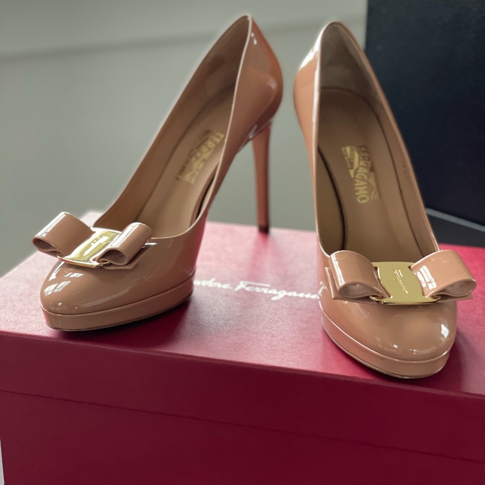 Salvatore Ferragamo Osimo Heels in New Blush Patent